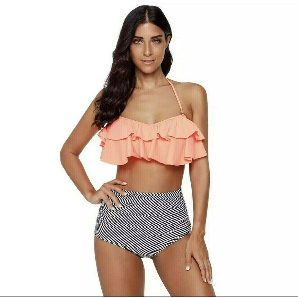 Los Angeles Boutique High Waist Bikini Swim NEW 2 Piece Beach Summer XL